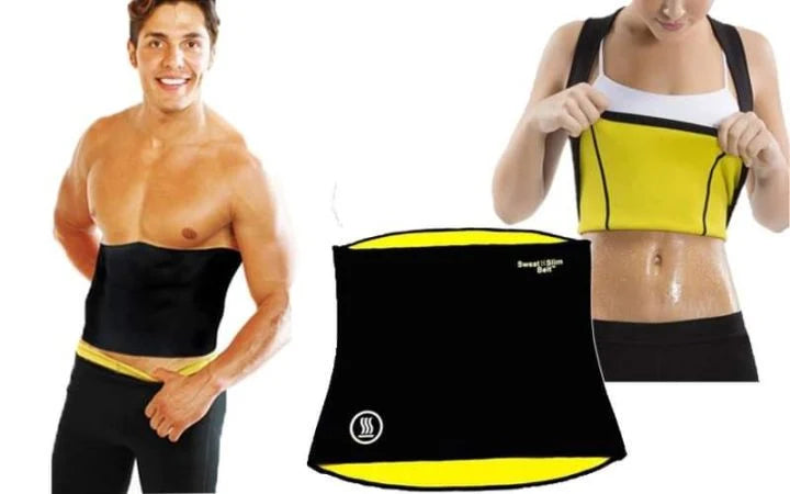 PakFitt Sweat Waist Belt – Black & Yellow Workout Waist Trainer for Men & Women