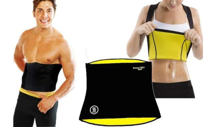PakFitt Sweat Waist Belt – Black & Yellow Workout Waist Trainer for Men & Women